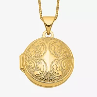 Womens 14K Gold Round Locket Necklace