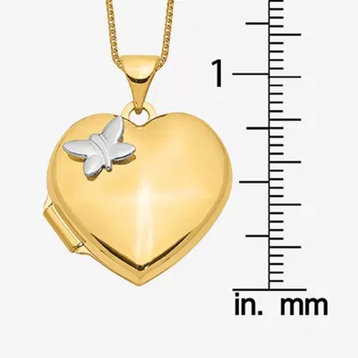 Womens 14K Two Tone Gold Heart Locket Necklace