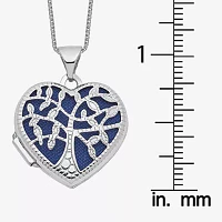 Tree Of Life Womens 14K White Gold Heart Locket Necklace