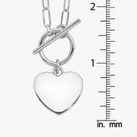 Womens 17 Inch Sterling Silver Link Necklace Heart