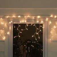 300 Clear Mini Icicle Christmas Lights - 8.5' White Wire