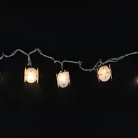 10 Pearlized White and Black Lantern Party Patio Christmas Lights - 7.5 ft White Wire