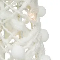 Set of 3 LED Lighted White Glittered Cone Tree Christmas Decoration 39.25"