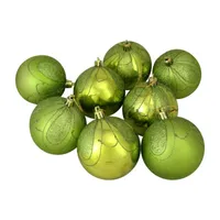 125ct Green Shatterproof 3-Finish Tropical Christmas Ornaments 5.5'' (140mm)