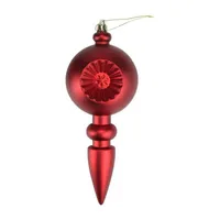 4ct Matte Red Hot Retro Reflector Shatterproof Christmas Finial Ornaments 7.5"