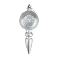 4ct Matte Silver Retro Reflector Shatterproof Christmas Finial Ornaments 7.5"