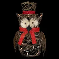 21'' Lighted Glitter Rattan Owl Christmas Outdoor Decoration