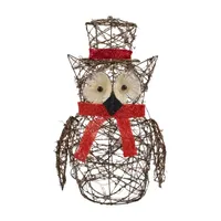 21'' Lighted Glitter Rattan Owl Christmas Outdoor Decoration