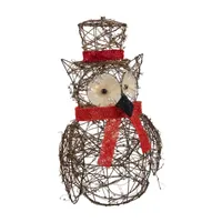 21'' Lighted Glitter Rattan Owl Christmas Outdoor Decoration