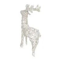 30'' White and Clear Glittered Rattan Reindeer Outdoor Christmas Decoration