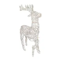 30'' White and Clear Glittered Rattan Reindeer Outdoor Christmas Decoration