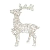 30'' White and Clear Glittered Rattan Reindeer Outdoor Christmas Decoration