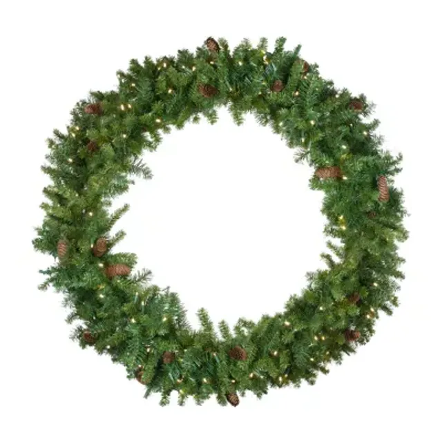 Asstd National Brand Pre-Lit Traditional Pine Artificial Christmas Wreath  Green Tree Mall