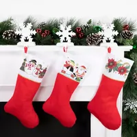 19'' Christmas Traditions Red  White and Gold Glittered Illustrated Poinsettia Bordered Stocking