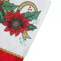 19'' Christmas Traditions Red  White and Gold Glittered Illustrated Poinsettia Bordered Stocking