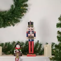 14'' Red and Blue Christmas Nutcracker with Countdown Sign