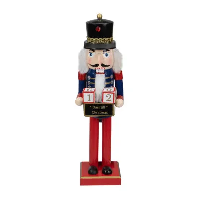 14'' Red and Blue Christmas Nutcracker with Countdown Sign