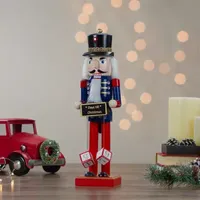 14'' Red and Blue Christmas Nutcracker with Countdown Sign