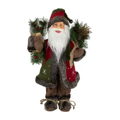 16'' Country Santa Claus with Snowflake Jacket Standing Christmas Figure