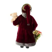 16'' Burgundy Santa Claus with Gift Bag Christmas Figure