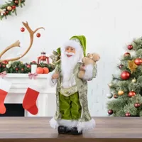 16'' St Patrick's Irish Santa Claus with Teddy Bear and Gift Bag Christmas Figure