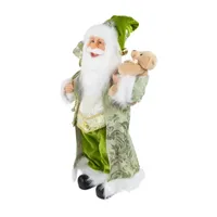 16'' St Patrick's Irish Santa Claus with Teddy Bear and Gift Bag Christmas Figure