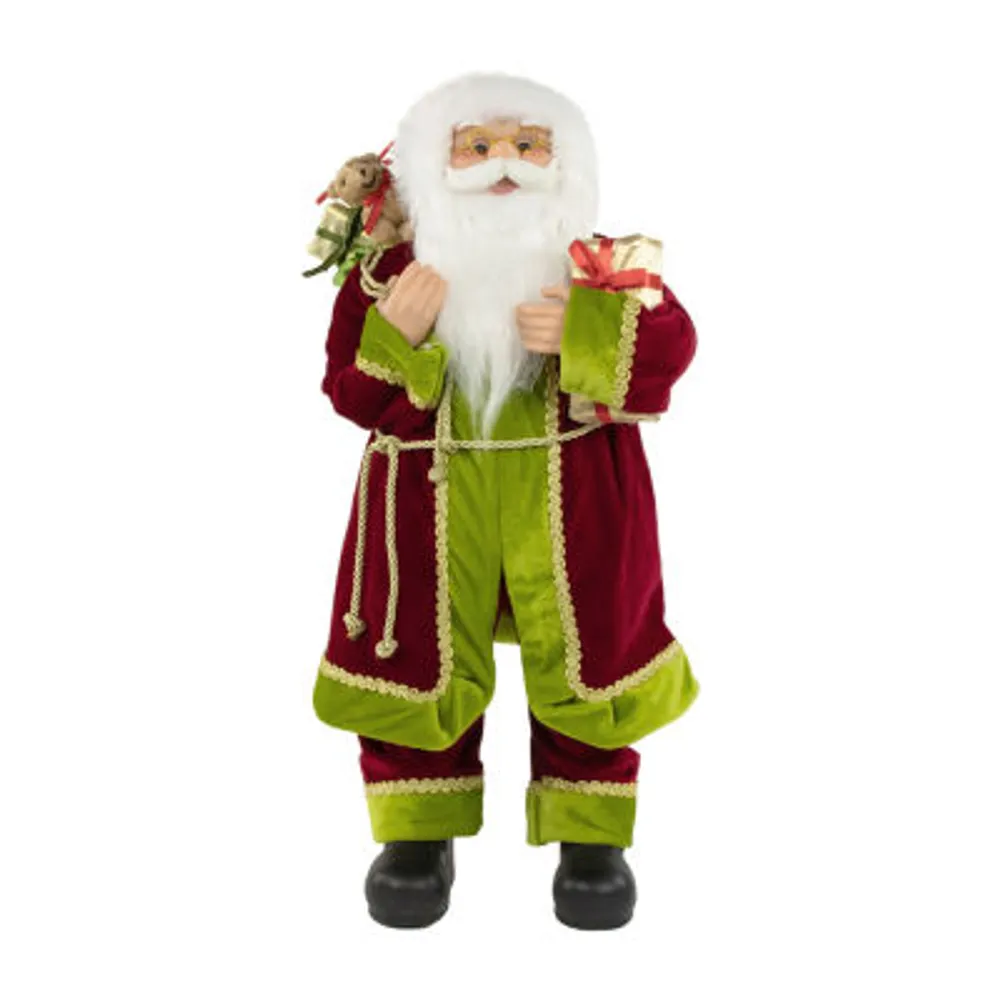 24'' Red and Green Standing Santa with Presents Christmas Figure