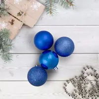 60ct Lavish Blue Shatterproof 4-Finish Christmas Ball Ornaments 2.5'' (60mm)