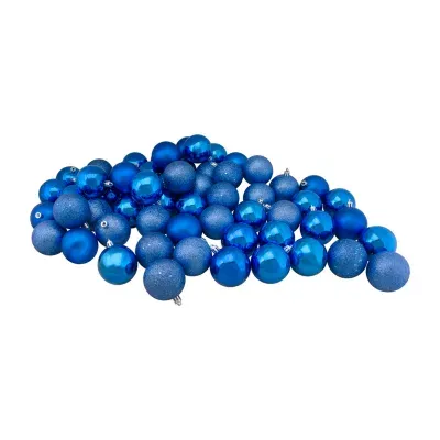 60ct Lavish Blue Shatterproof 4-Finish Christmas Ball Ornaments 2.5'' (60mm)
