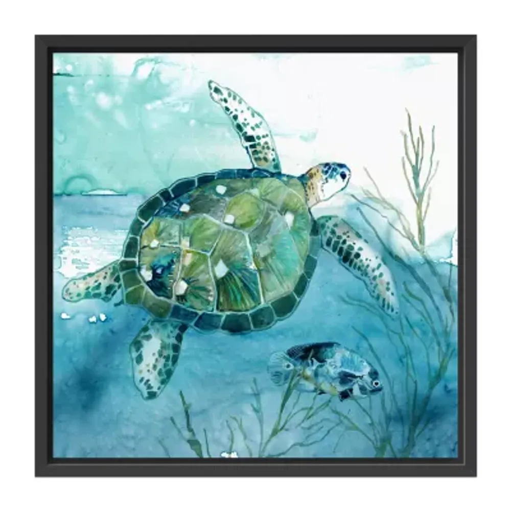 Lumaprints Delray Sea Turtle Framed Canvas Art