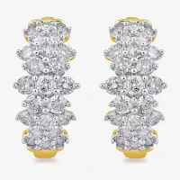 Womens 2 CT. T.W. Lab Grown White Diamond 10K Gold 19.1mm Hoop Earrings