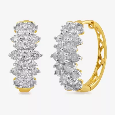 Womens 2 CT. T.W. Lab Grown White Diamond 10K Gold 19.1mm Hoop Earrings