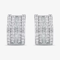 Womens 2 CT. T.W. Lab Grown White Diamond 10K White Gold 18.1mm Hoop Earrings