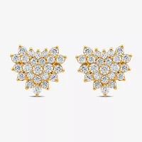3/4 CT. T.W. Lab Grown White Diamond 10K Gold 10.1mm Heart Stud Earrings