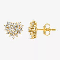 3/4 CT. T.W. Lab Grown White Diamond 10K Gold 10.1mm Heart Stud Earrings