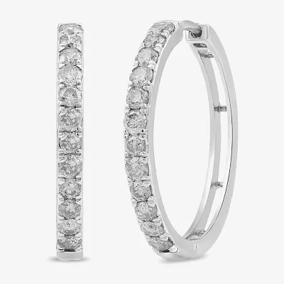 Womens 1 CT. T.W. Lab Grown White Diamond 10K Gold 22.5mm Hoop Earrings