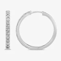 Womens 1 CT. T.W. Lab Grown White Diamond 10K Gold 22.5mm Hoop Earrings