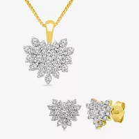 Womens 1 CT. T.W. Lab Grown White Diamond 10K Gold Heart 2-pc. Jewelry Set