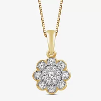 Diamond Blossom I2.I Womens 1/3 CT. T.W. Lab Grown White Diamond 10K Gold Flower 18 Inch Pendant Necklace