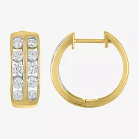 (Gh / Si2 I1) Womens 1 CT. T.W. Lab Grown White Diamond 10K Gold 15mm Hoop Earrings