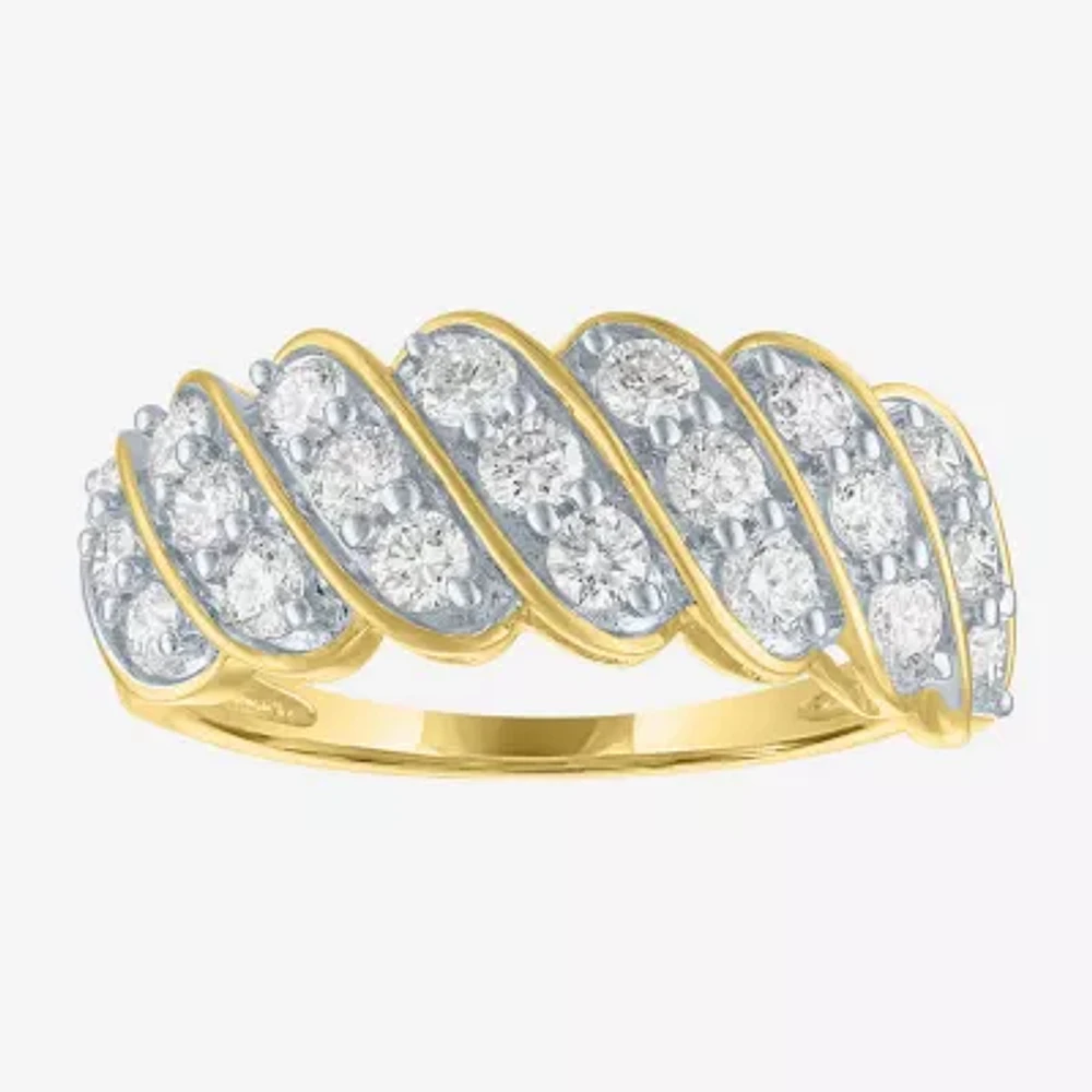 (G-H/Si2-I1) Womens 8.5MM 1 CT. T.W. Lab Grown White Diamond 10K Gold Band