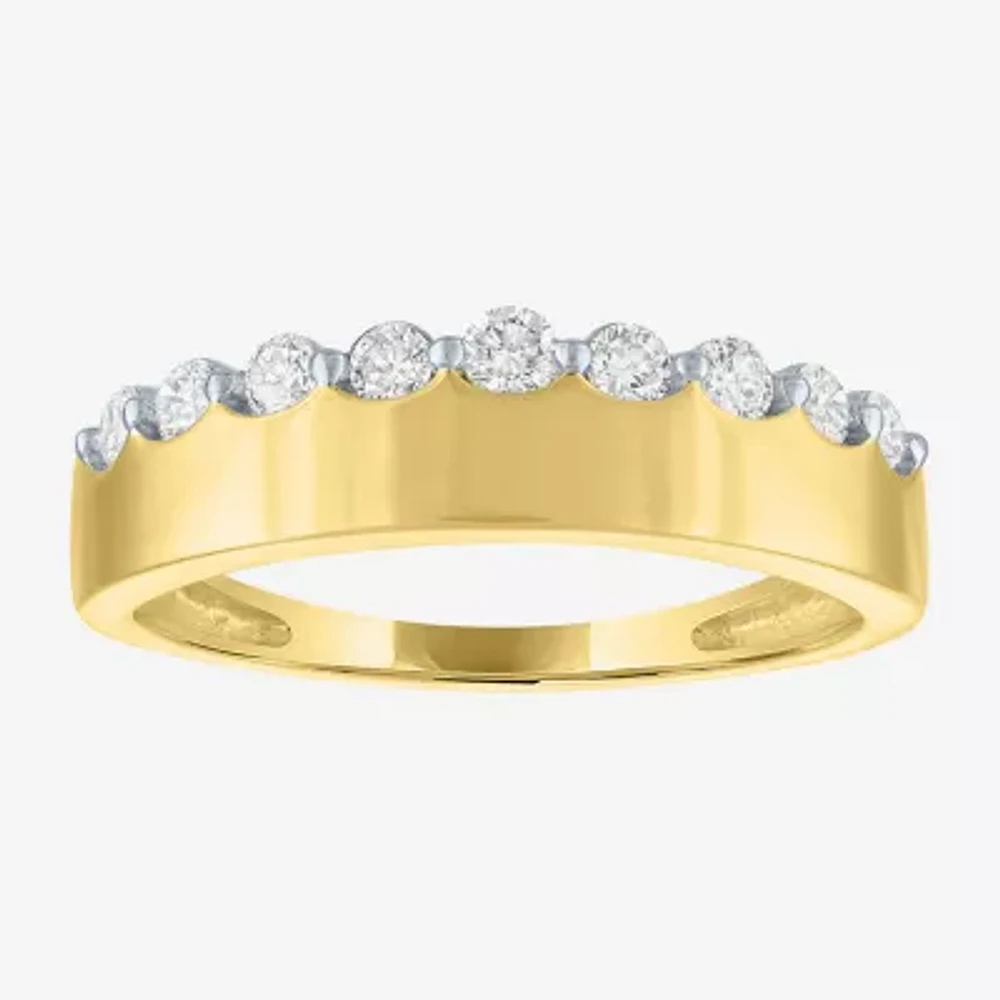 (G-H / Si2-I1) Womens 1/3 CT. T.W. Lab Grown White Diamond 10K Gold Anniversary Band