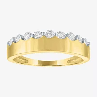 (G-H / Si2-I1) Womens 1/3 CT. T.W. Lab Grown White Diamond 10K Gold Anniversary Band