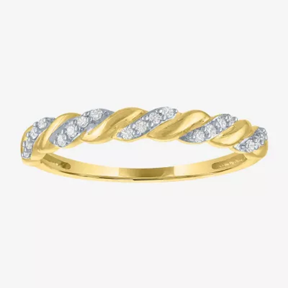 (G-H / Si2-I1) Womens 3MM 1/10 CT. T.W. Lab Grown White Diamond 10K Gold Anniversary Wedding Band
