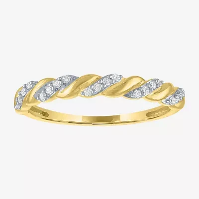 (G-H / Si2-I1) Womens 3MM 1/10 CT. T.W. Lab Grown White Diamond 10K Gold Anniversary Wedding Band