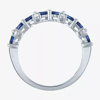 Modern Bride Gemstone Womens 1/10 CT. T.W. Lab Created Blue Sapphire 10K Gold Wedding Band
