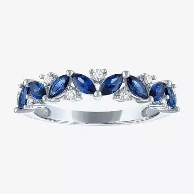 Modern Bride Gemstone Womens 1/10 CT. T.W. Lab Created Blue Sapphire 10K Gold Wedding Band