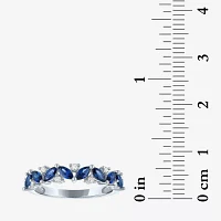 Modern Bride Gemstone Womens 1/10 CT. T.W. Lab Created Blue Sapphire 10K Gold Wedding Band