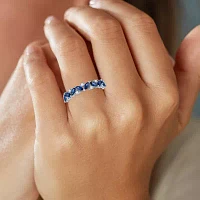 Modern Bride Gemstone Womens 1/10 CT. T.W. Lab Created Blue Sapphire 10K Gold Wedding Band
