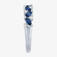Modern Bride Gemstone Womens 1/10 CT. T.W. Lab Created Blue Sapphire 10K Gold Wedding Band